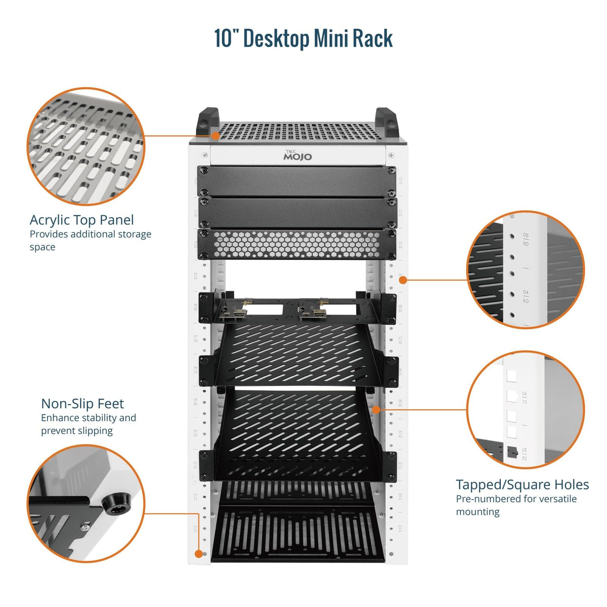 Tecmojo 12U Network Rack, 10 inch Mini Server Rack with 2 Side Translucent Panels & 2 Top Handles, 10.23 inch Deep, for 10 inch IT Equipment & A/V Devices, White