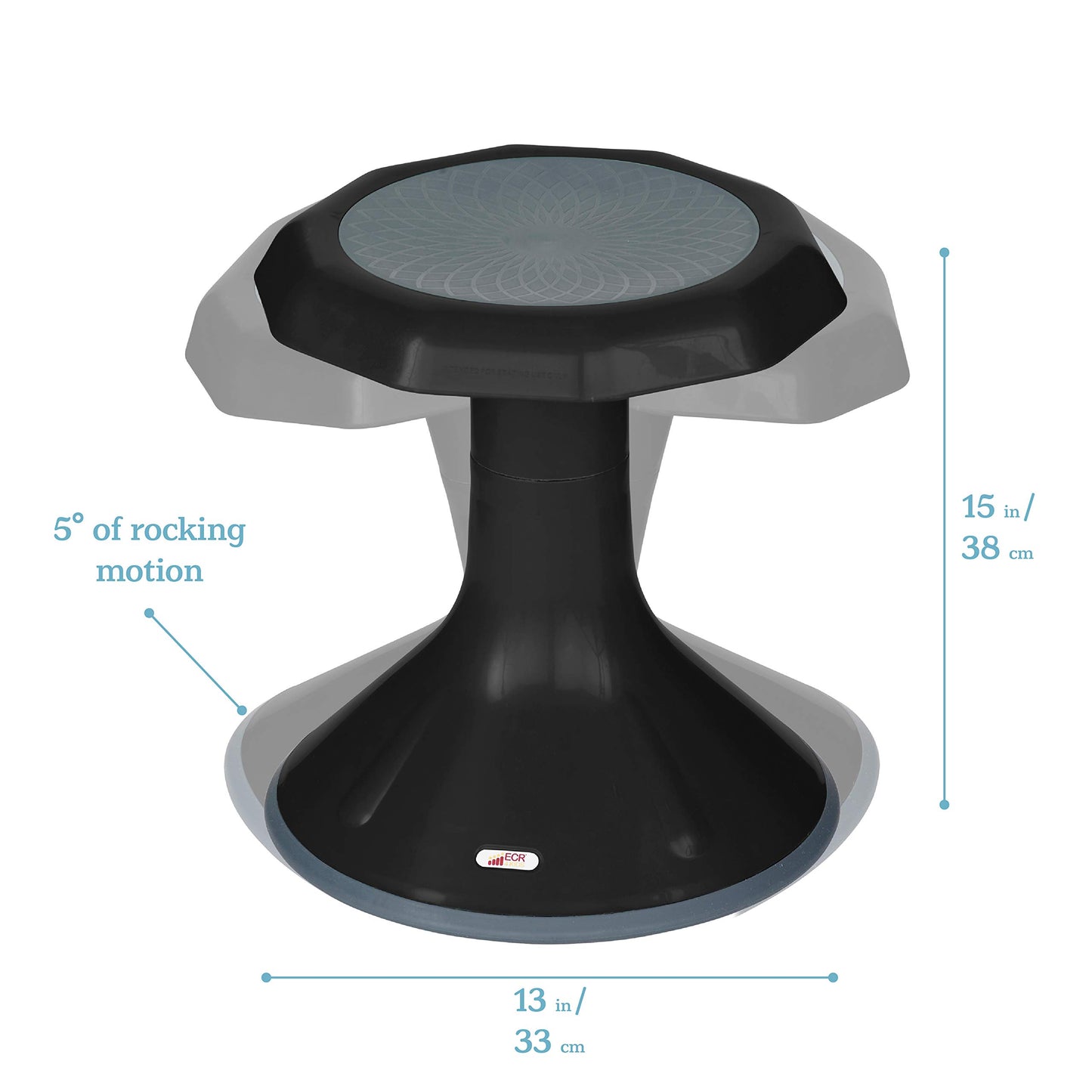 ECR4Kids ACE Active Core Engagement Wobble Stool, 15-Inch Seat Height, Flexible Seating, Black