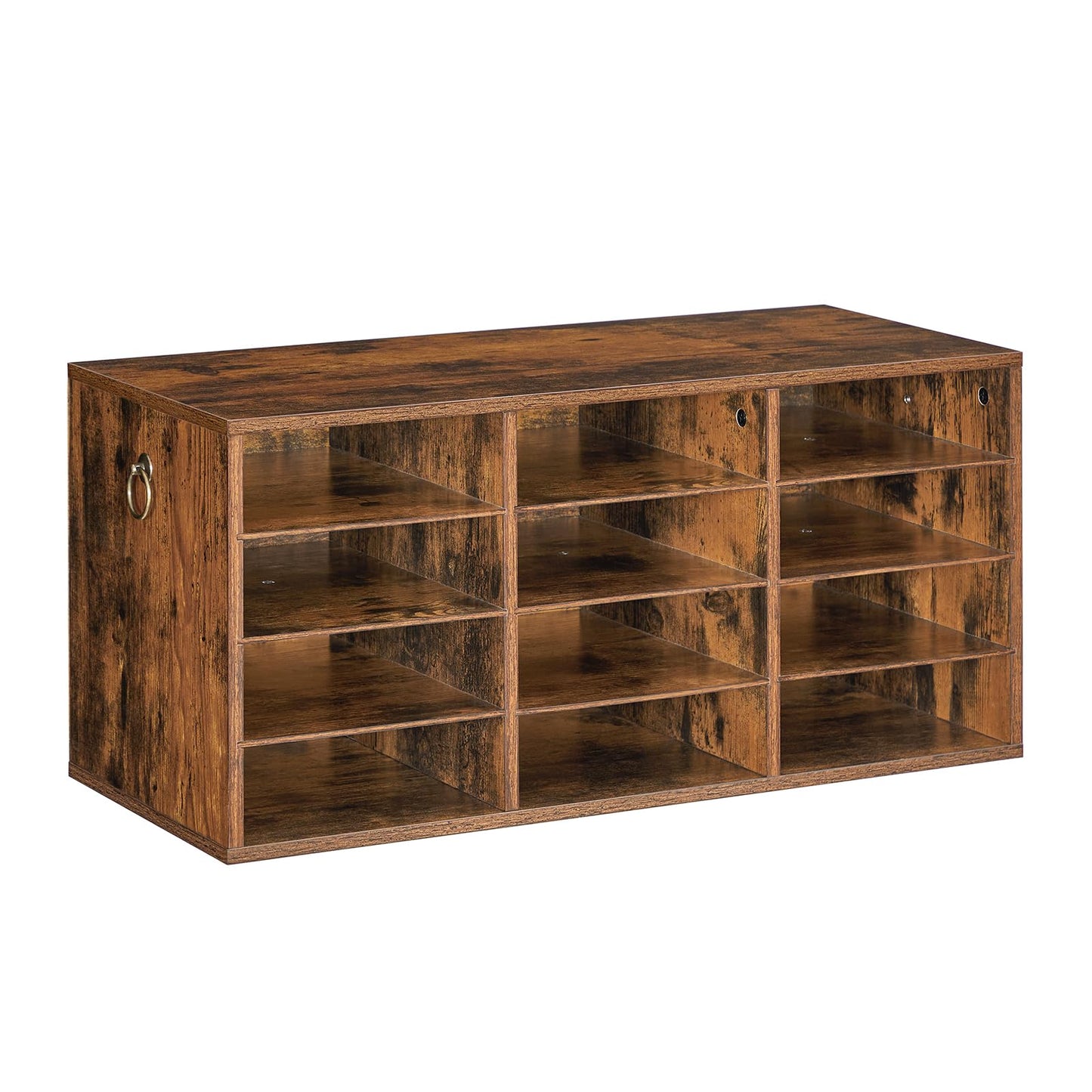 HOOBRO Countertop Mail Sorter Organizer, Wooden Literature Organizer, Student Mailbox for Classroom, Desktop Bill Organizer for Office Home School, 12 Compartments Rustic Brown FG43WF01