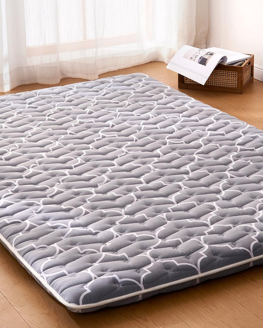 6th Generation Japanese Floor Futon Mattress - Extra-Thick 9-Layer Modern Futon with 100% High-Density Foam, Portable Floor Mattress Sleeping Pad for Adults, Guest Room, Dormitory, Twin Size (39"X80")
