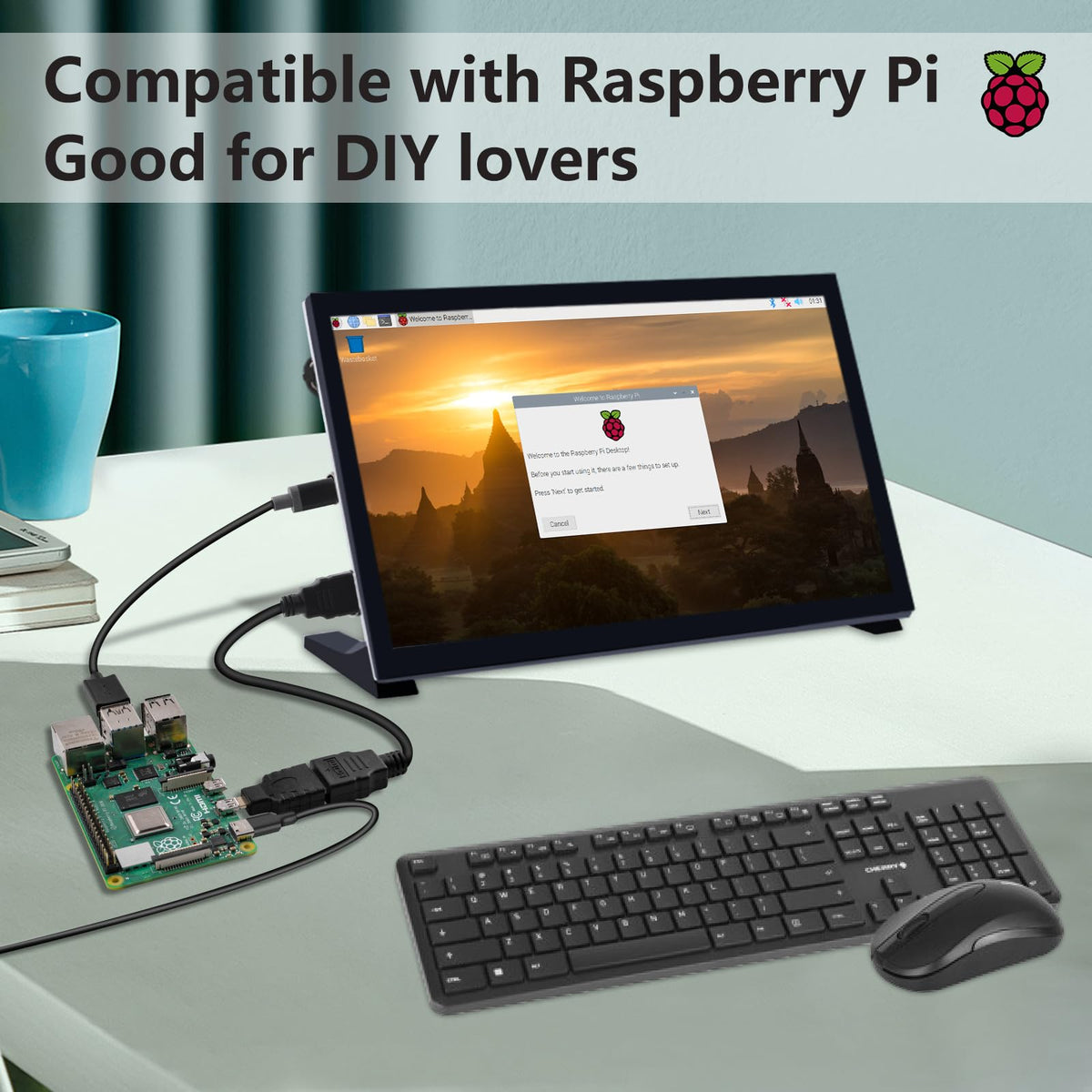 GeeekPi 10.1 Inch LCD Screen for Raspberry Pi, 1024x600 IPS LCD Display, HDMI Portable Monitor for Raspberry Pi 5/Pi 4B/3B+/3B/B+/Zero/400, Win11/10/8/7, Free Driver (Non-Touch)