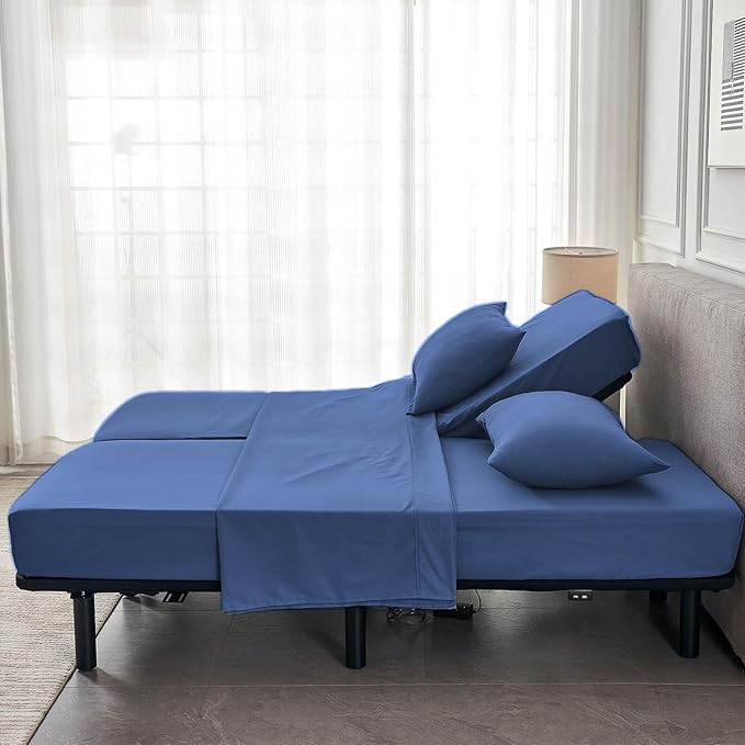 Kingnex Split Queen Sheets for Adjustable Bed Soft 1800 Microfiber 5 Pieces