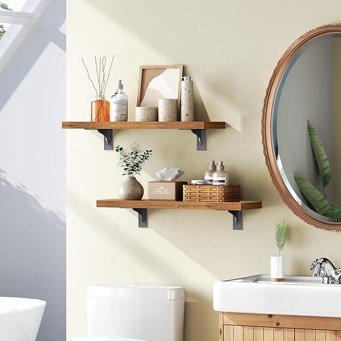 HOOBRO Floating Shelves for Wall, 15.7" Wall Mounted Shelves Set of 2, Hanging