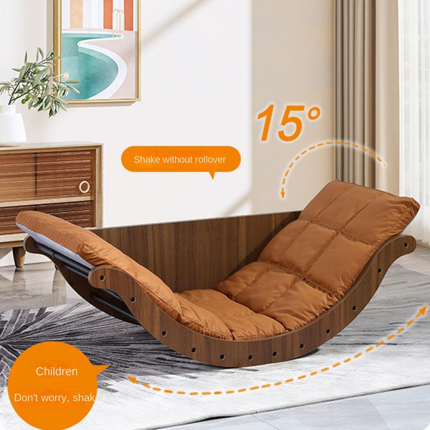 HXQWDQL Curved Rocking Lounge Chair for Living Room, Multifunctional Lazy Lounge Chair, Human Dog Nest Napping Chair, Dormitory Balcony Sofa Chair (White)