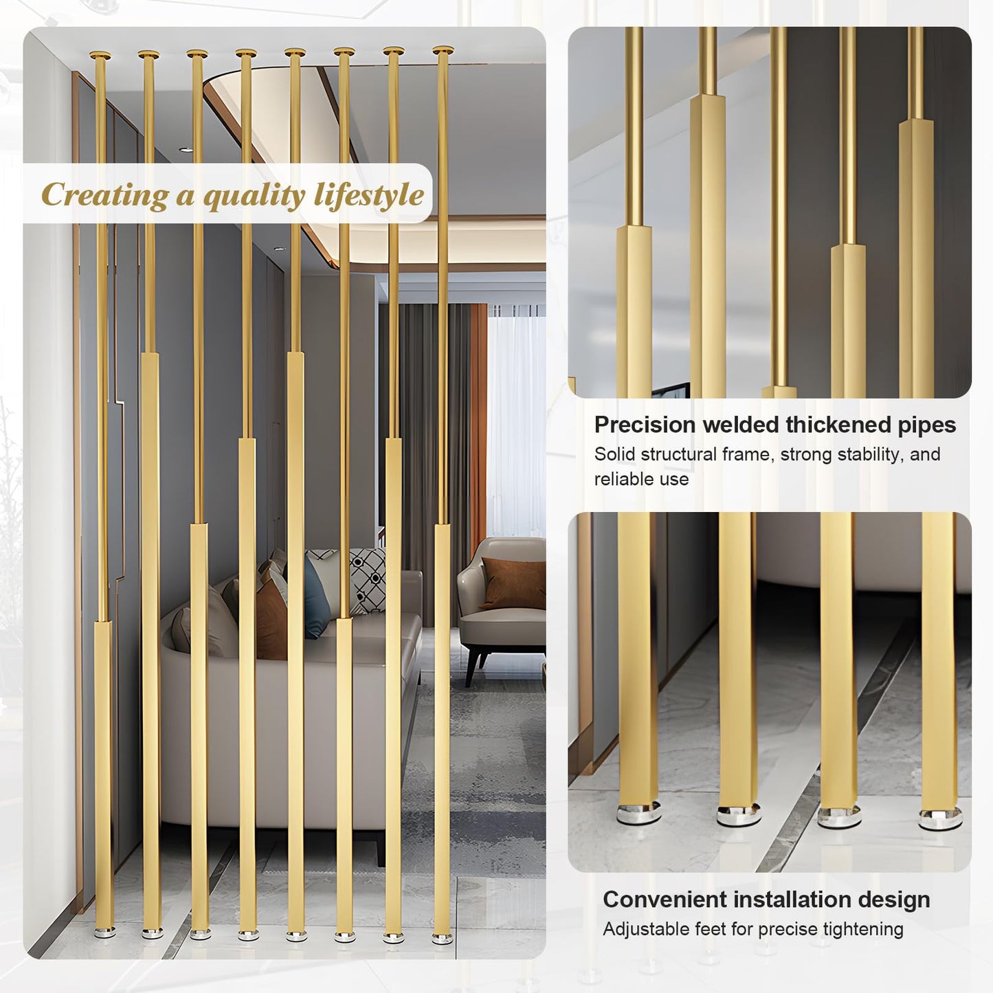 Adjustable Room Divider - Ceiling Height Partition, Space-Saving Detachable Separator for Home & Office, Easy No-Drill Installation, Stylish Privacy Solution