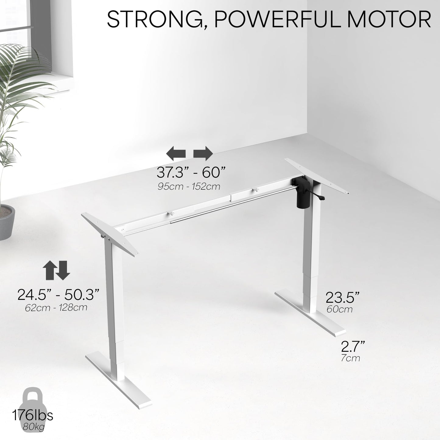 VIVO Electric Stand Up Desk Frame Workstation with Memory Touch Pad, Single Motor Ergonomic Standing Height Adjustable Base, White, DESK-V102EW