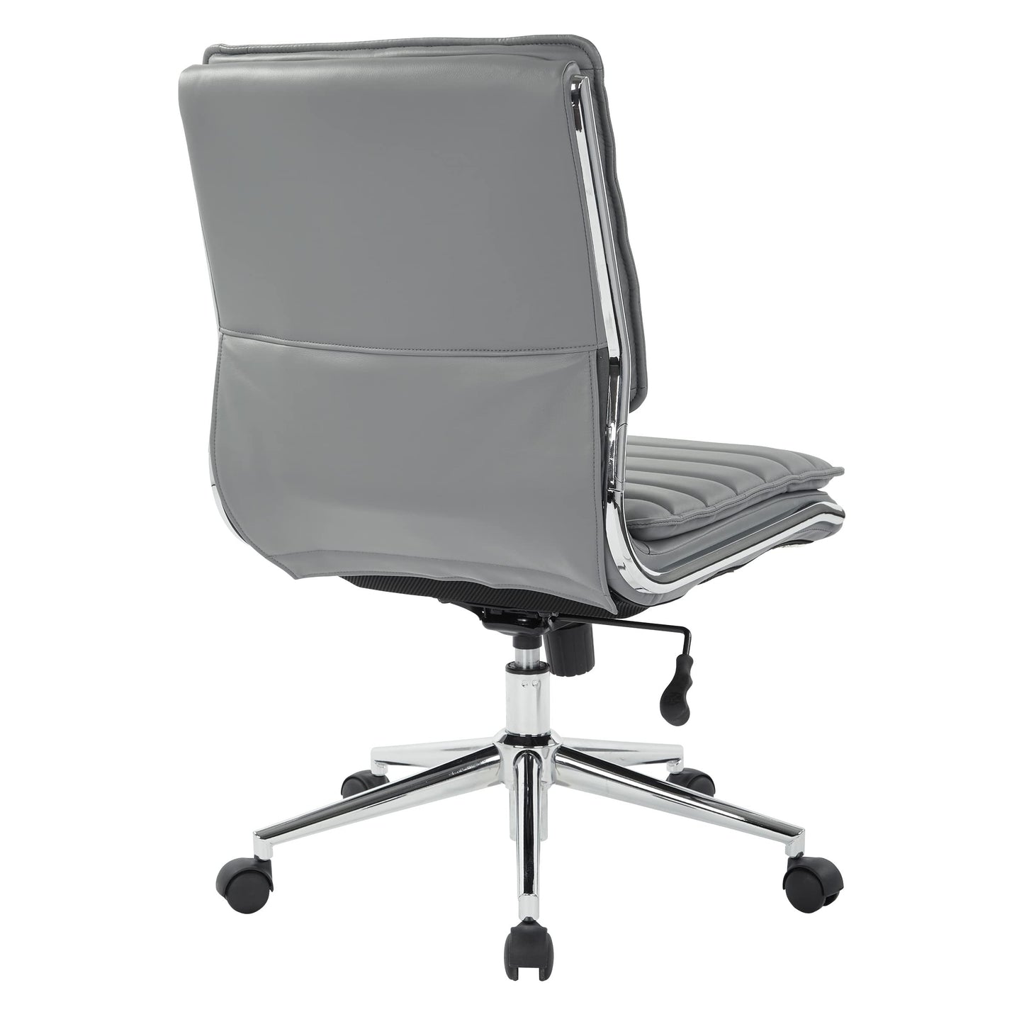Office Star SPX Professional Ergonomic Ribbed Faux Leather Office Chair with Chrome Base, Mid Back Manager's Chair Without Arms, Charcoal