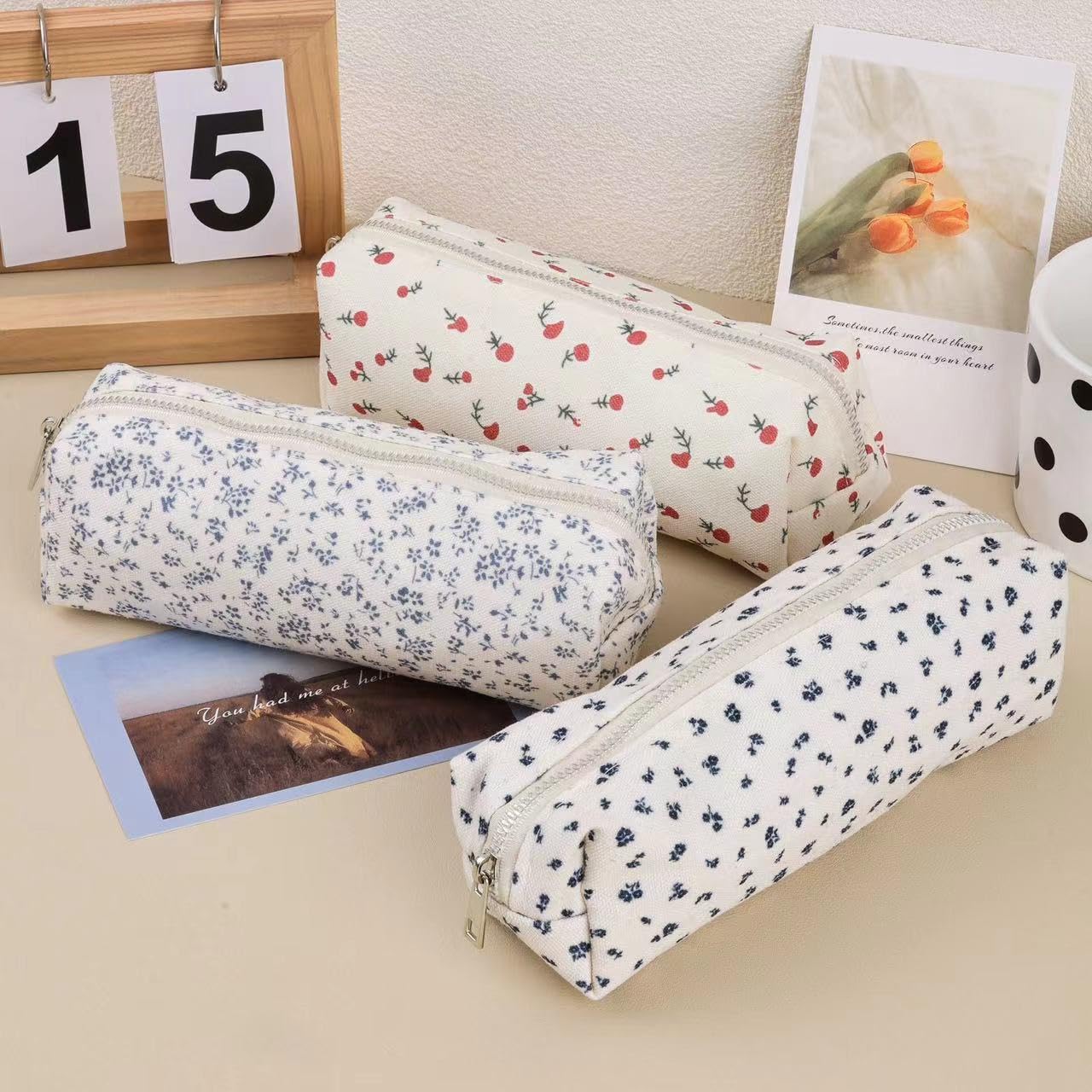 OZAOZ Cute Pencil Case Aesthetic Student Pencil Pouch Coin Pen Pouch Cosmetic Bag Office Stationery Organizer For Kids Teen School (Z-Rose)