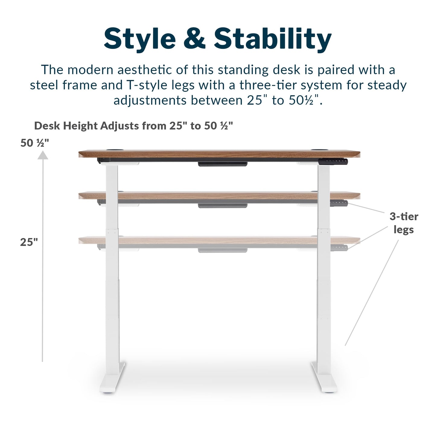 Vari Ergo 54x26 Electric Standing Desk – Height Adjustable Sit Stand VariDesk + Curved Waterfall Edge, 4 Memory Settings, Quick Assembly, Cable Management, 200 lb Capacity – Walnut (2 Boxes)