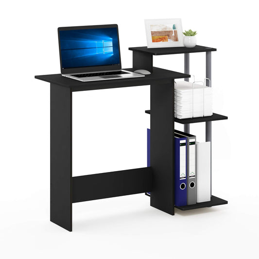 Furinno EFFICIENT Desk, 28.6" Wide Gaming Desk with 3 Open Side Shelves, Laptop Notebook Computer Desk, Office Desk for Home Office, Study Room, Dorm, Bedroom, Black