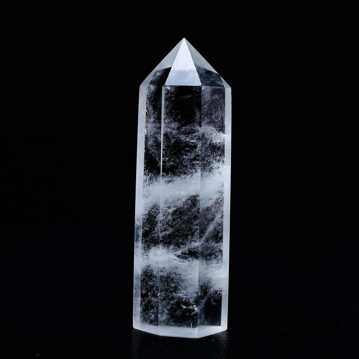 WUYOUSHI Large Clear Quartz Healing Crystal Towers 5.9" -6.1" Natural Crystal Wand 6 Faceted Chakra Crystal Point Reiki Meditation Therapy Home Decoration Gift (1-1.2lb)