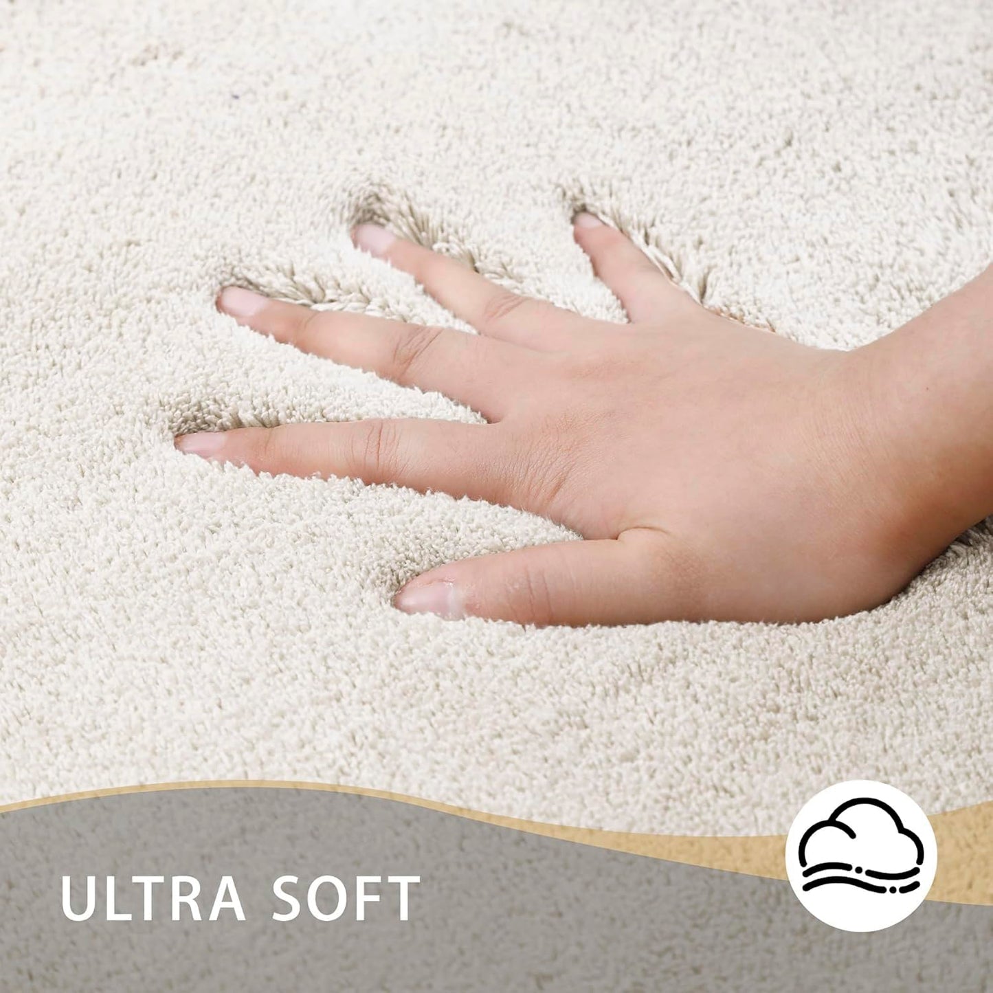 MINIDEAR Toilet Rugs 24x20 - U Shaped Beige Thick Memory Foam Contour Rugs,Ultra Soft & Plush Fluffy, Non-Slip, Quick Dry, Absorbent Washable Floor Microfiber Mat for Home Decor Accessories