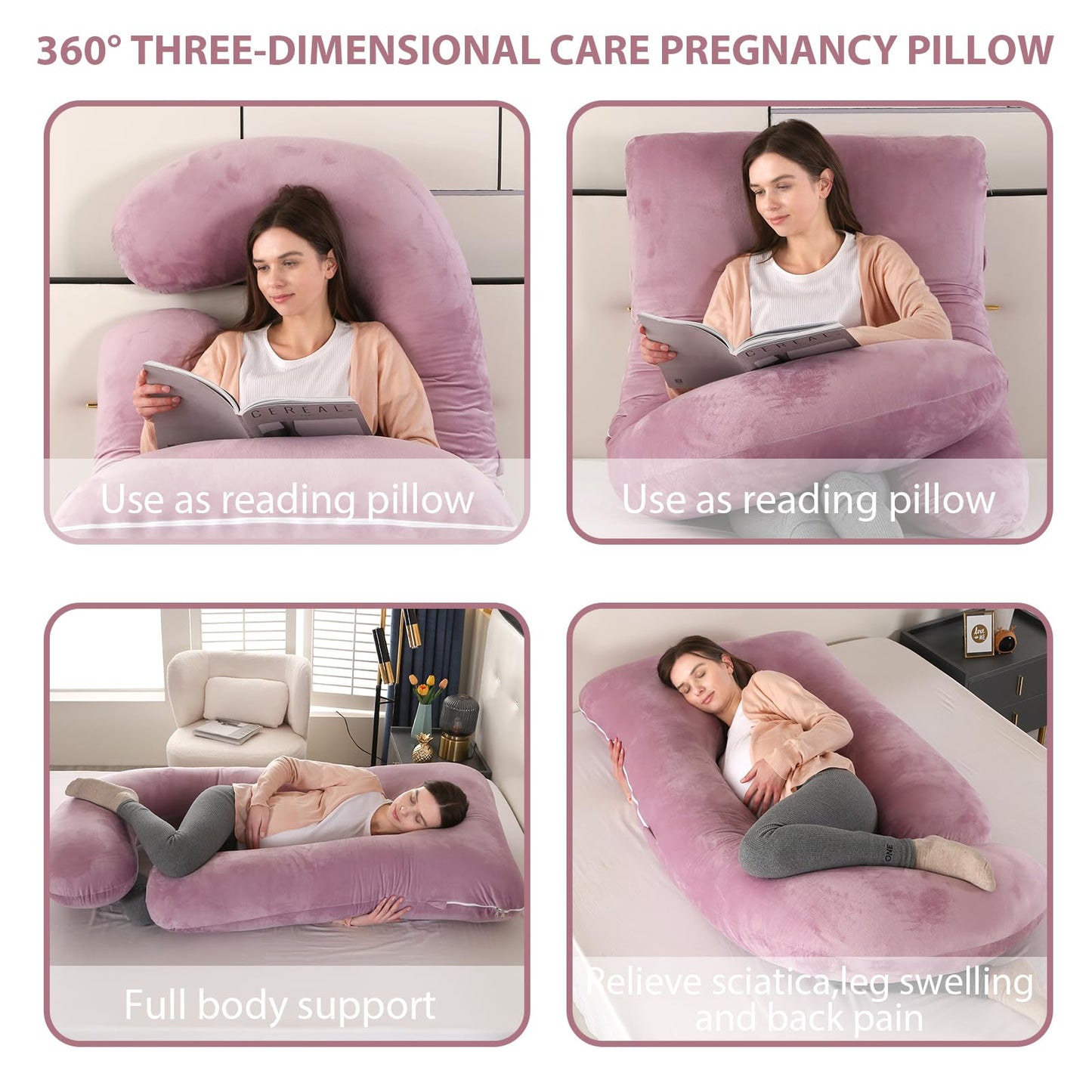 Victostar Pregnancy Pillow,57 inches U Shaped Maternity Pillow with Removable Cover Full Body Pillow Support for Back, HIPS, Legs, Belly (Cameo)