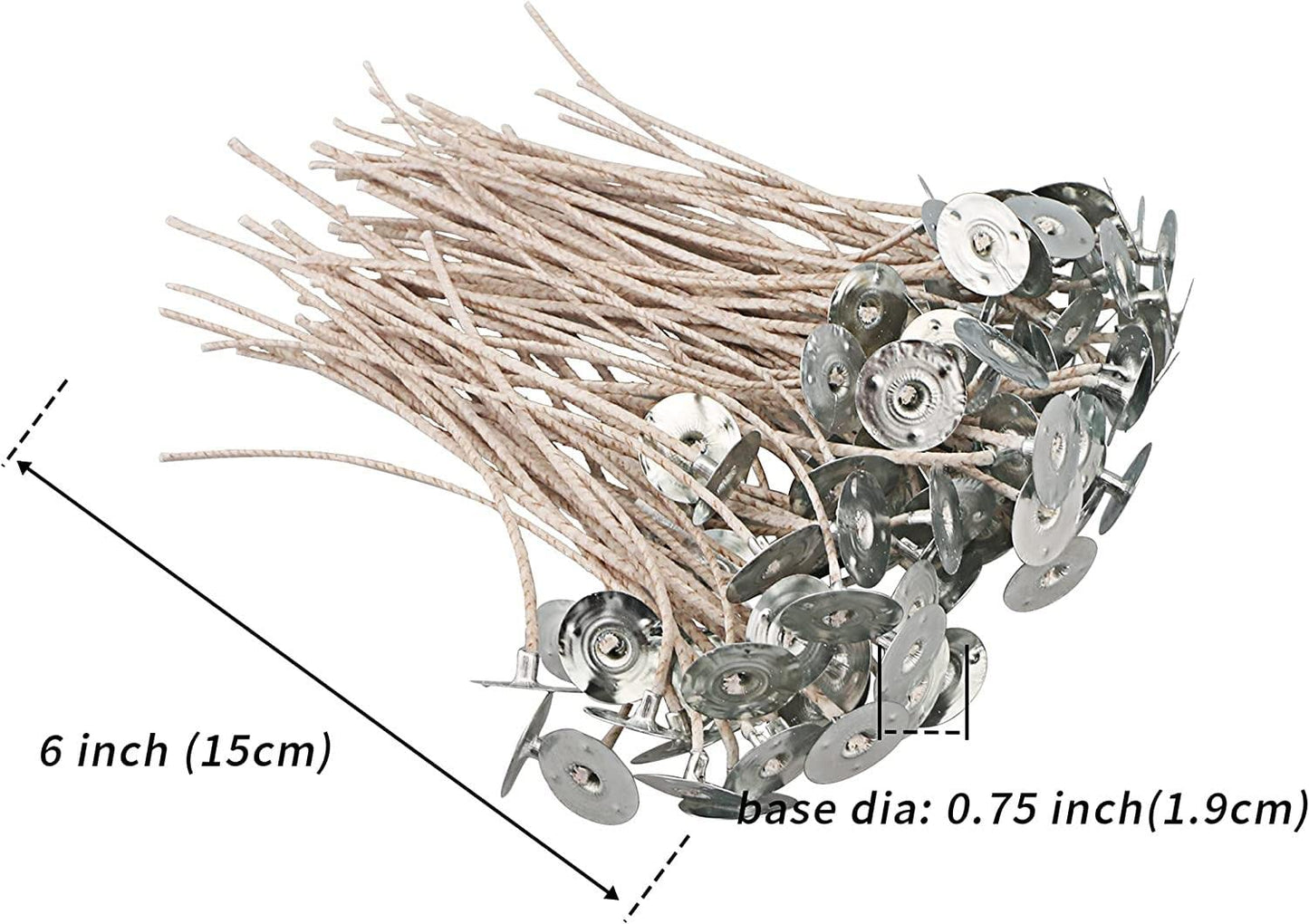 100pcs CD 4 Wicks for Soy Candles, 6 inch Pre-Waxed Candle Wick with Base