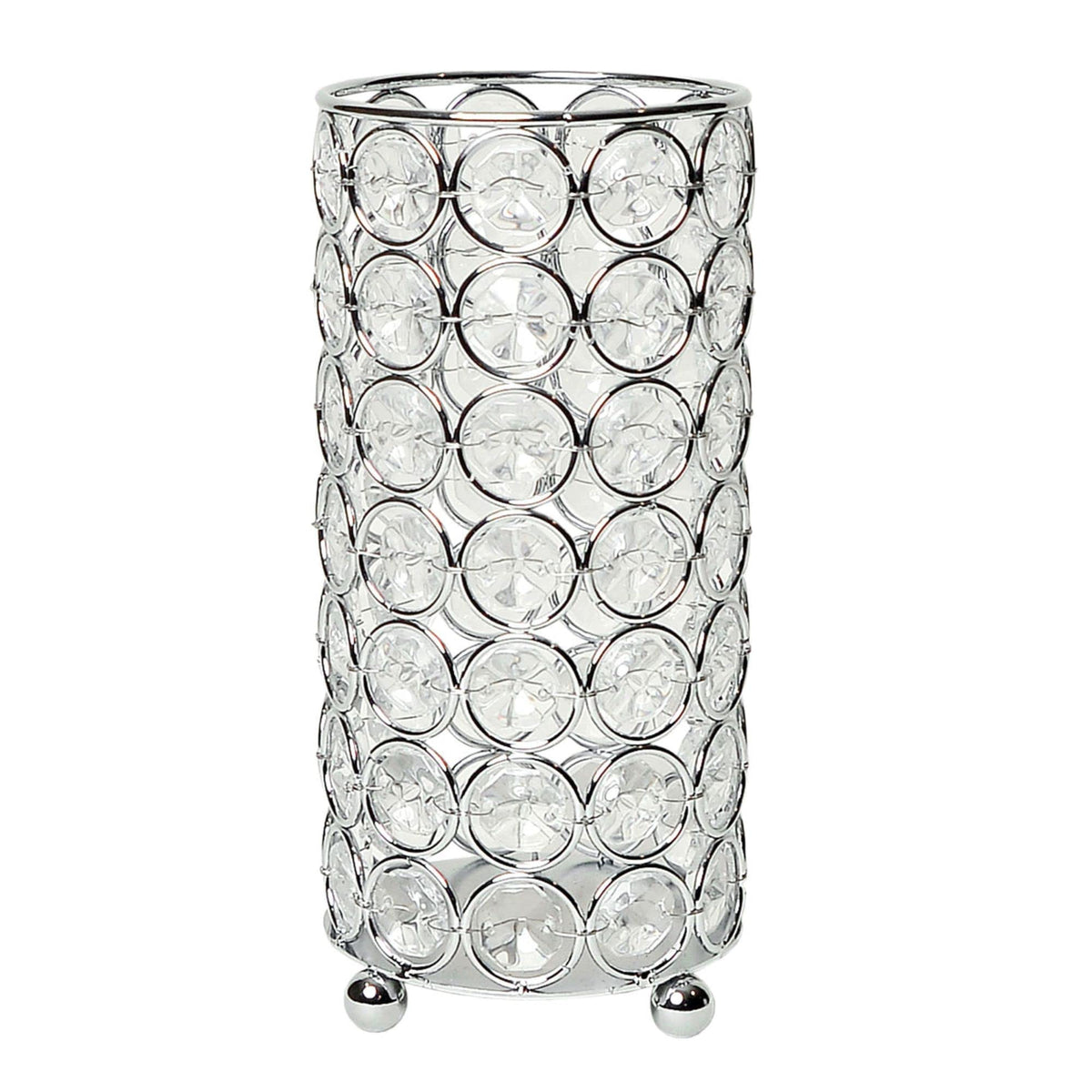 Elegant Designs HG1002-CHR Elipse Crystal Decorative Flower Vase, Candle Holder, Wedding Centerpiece, 6.75 Inch, Chrome