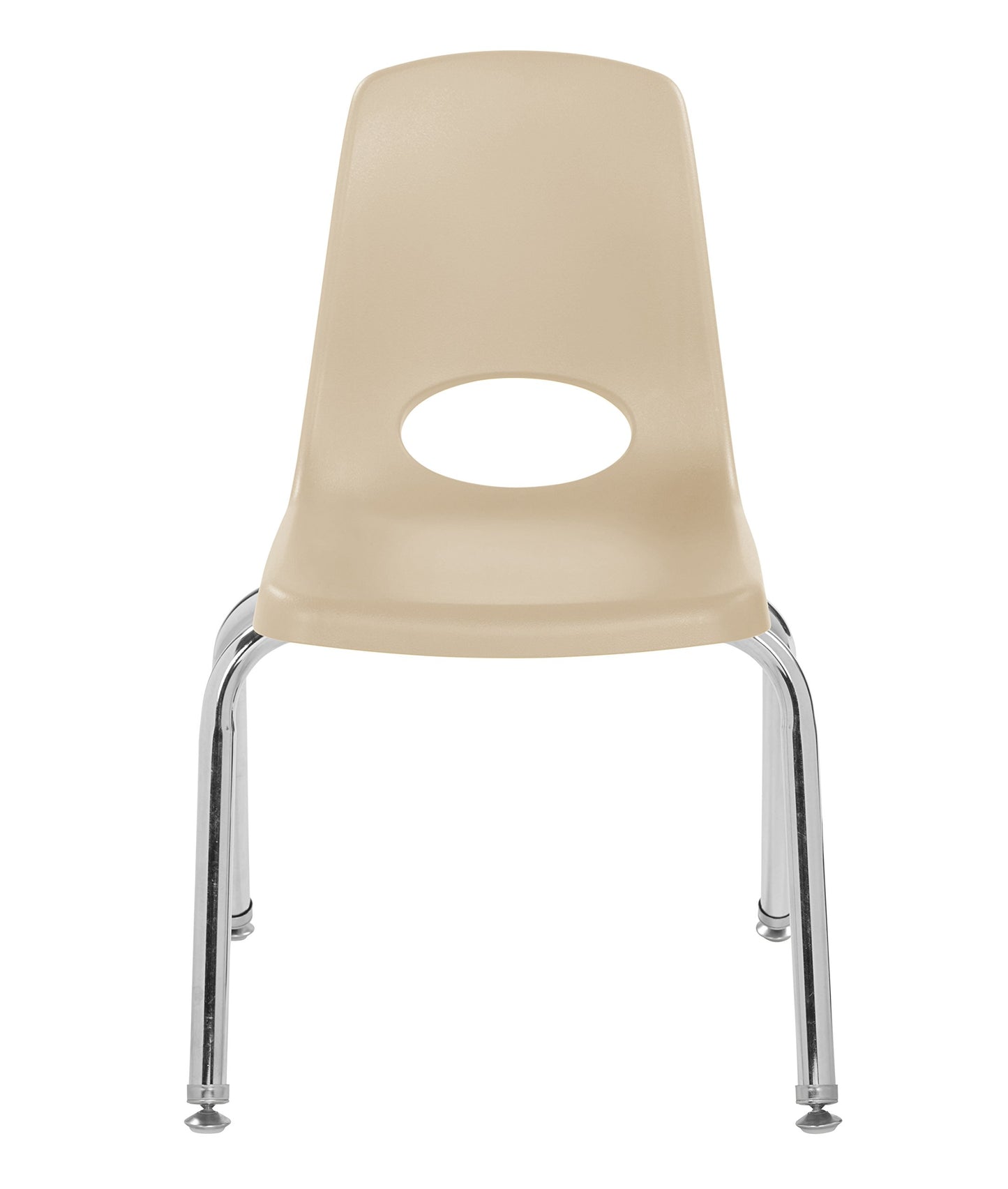 FDP 14" School Stack Chair, Stacking Student Seat with Chromed Steel Legs and Nylon Swivel Glides; For In-Home Learning or Classroom - Sand (4-Pack), 10381-SD