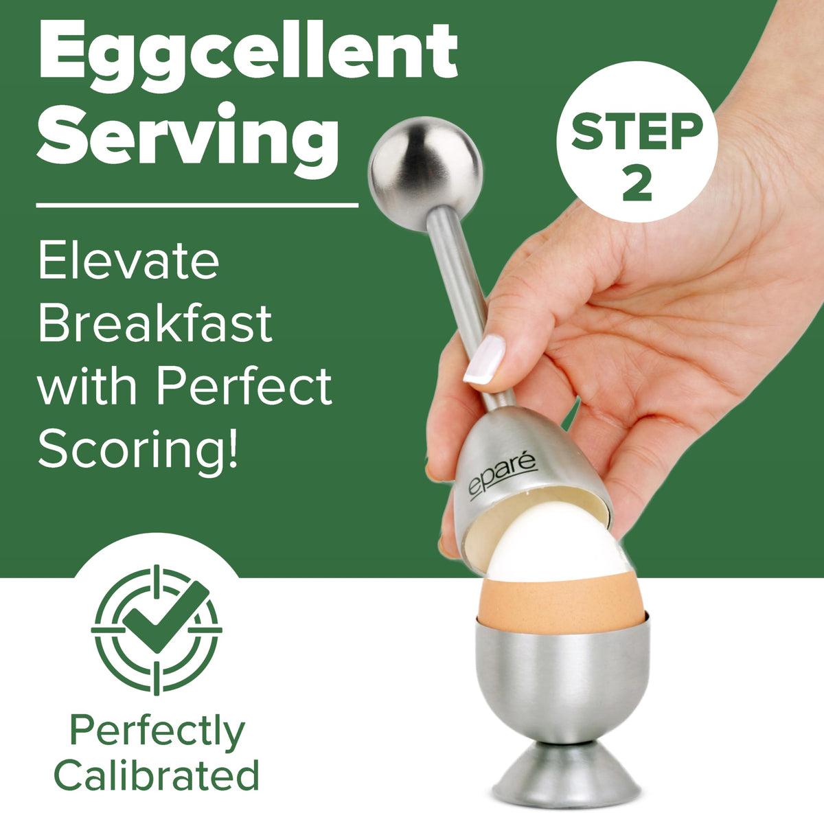 Eparé Bundle: Electric Salt or Pepper Grinder & Steel Egg Cracker Topper Set - Battery Operated Ceramic Burr Peppermill Shaker & Complete Soft Boiled Egg Tool Set