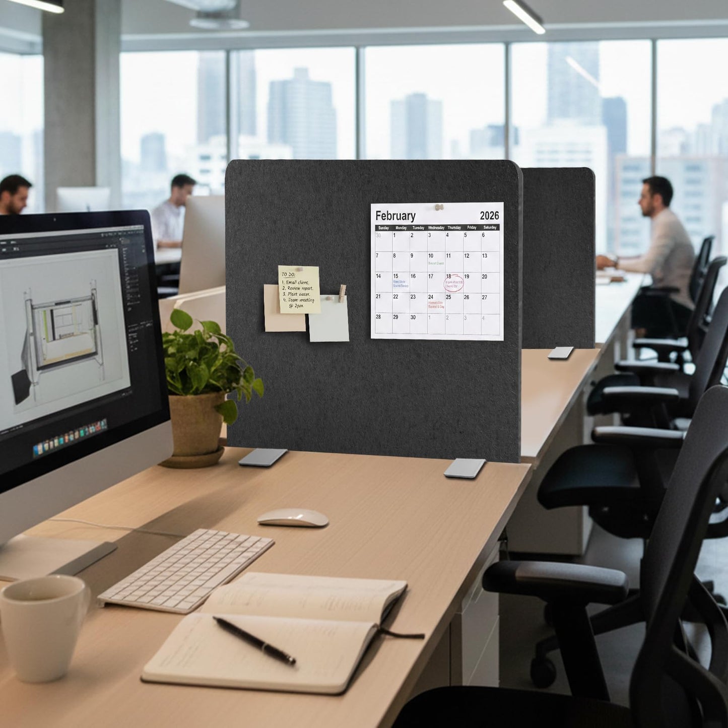 Desk Divider, Clamp On Felt Desk Privacy Panels, Acoustic Sound Absorbing Desk Partition for Office Desk, Reduce Distractions, Dark Gray, 1 Pack, 24 x 24 in