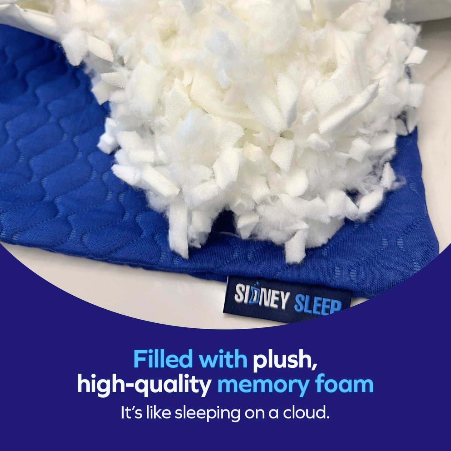 Sidney Sleep Adjustable Curved Pillows for Neck and Shoulder Support with Extra Shredded Fill - Cervical Contour Pillow for Side and Back Sleepers - Queen Size 19" x 29" - CertiPUR-US Certified (Blue)