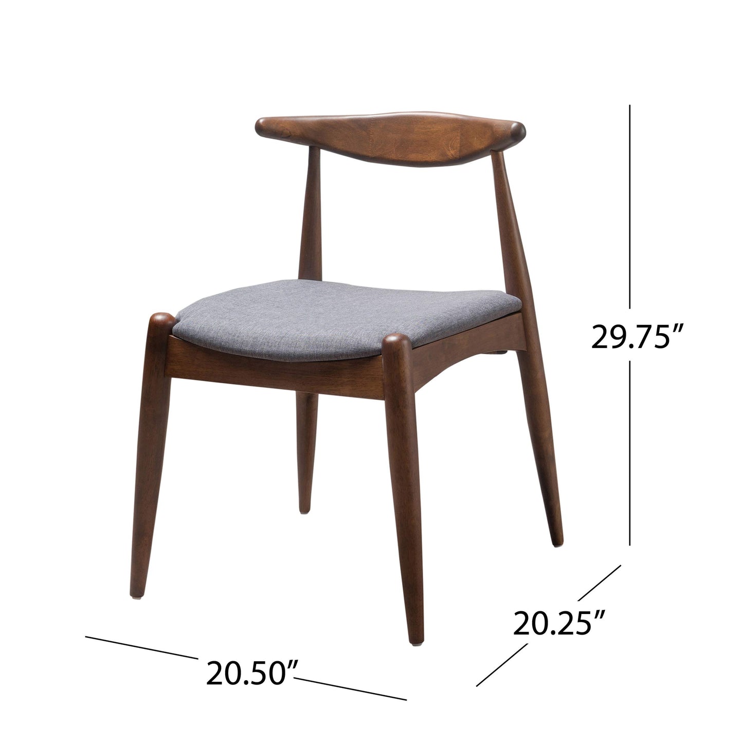 Christopher Knight Home Francie Fabric with Walnut Finish Dining Chairs, 2-Pcs Set, Light Grey / Walnut