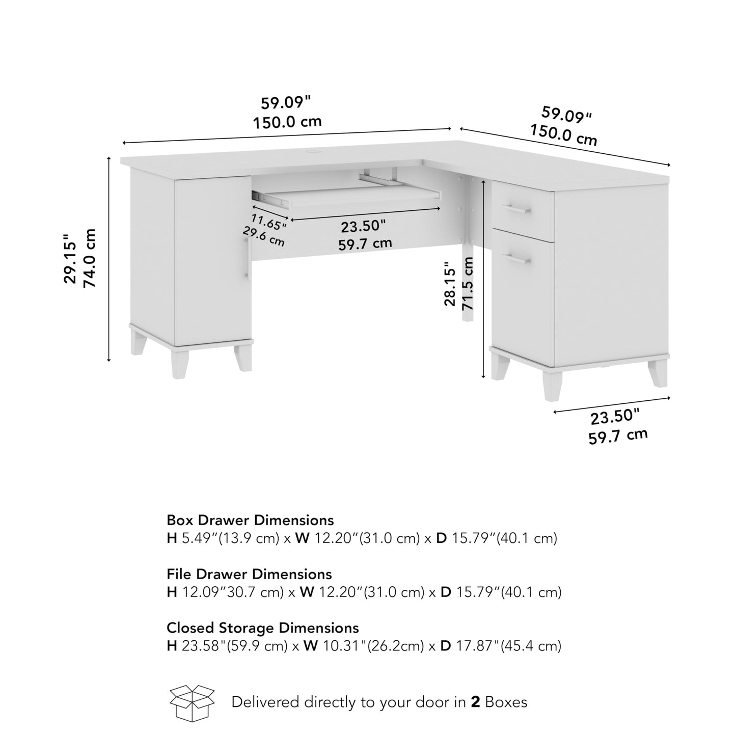 Bush Home 60-Inch L-Shaped Desk with Storage, Corner Computer Office Desk with Drawers and Storage Cabinet, Home Office Furniture, Somerset Collection, Fresh Walnut