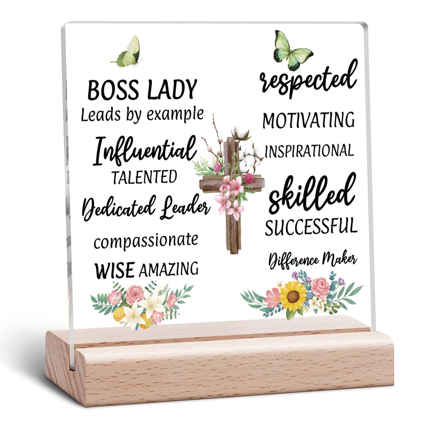Office Desk Sign Boss Lady Gifts for Women Boss Gift for Women Clear Desk Decorative Sign Office Appreciation Keepsake for Leader Thank You Farewell Retirement Desks Decor Acrylic Signs