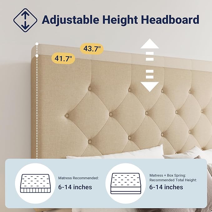 Allewie Upholstered Queen Size Platform Bed Frame