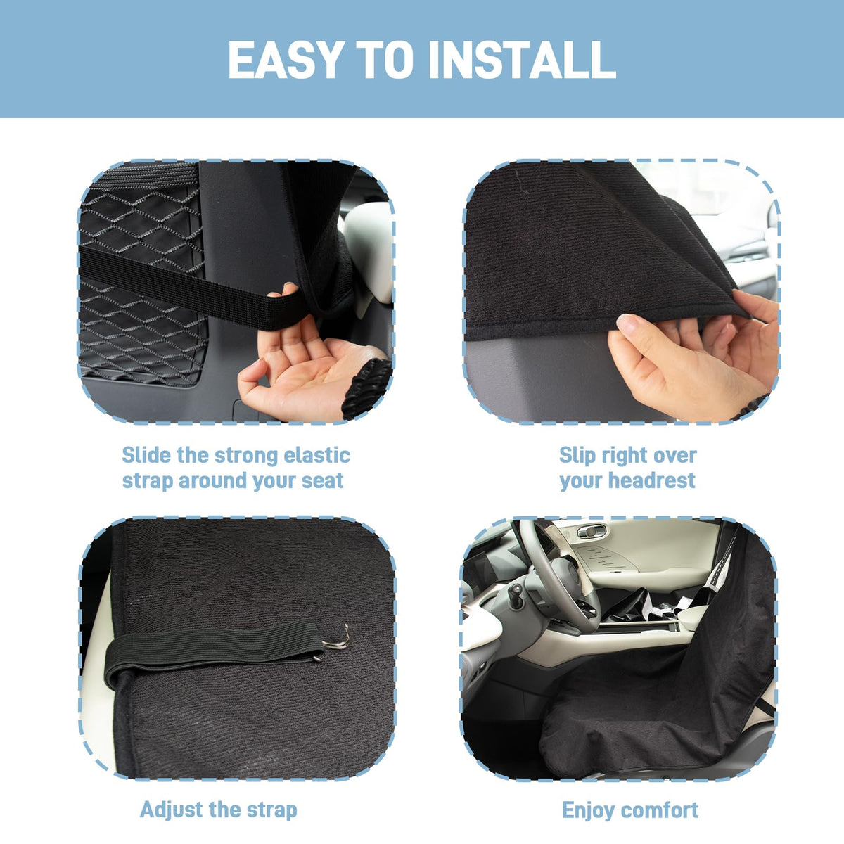 Waterproof Car Seat Cover Towel, Universal Fit Waterproof Sweating Seat Protector for Cars and SUVs, Anti-Slip Front Seat Cover for Gym, Outdoor, Pets & Travel, Black, Machine Washable