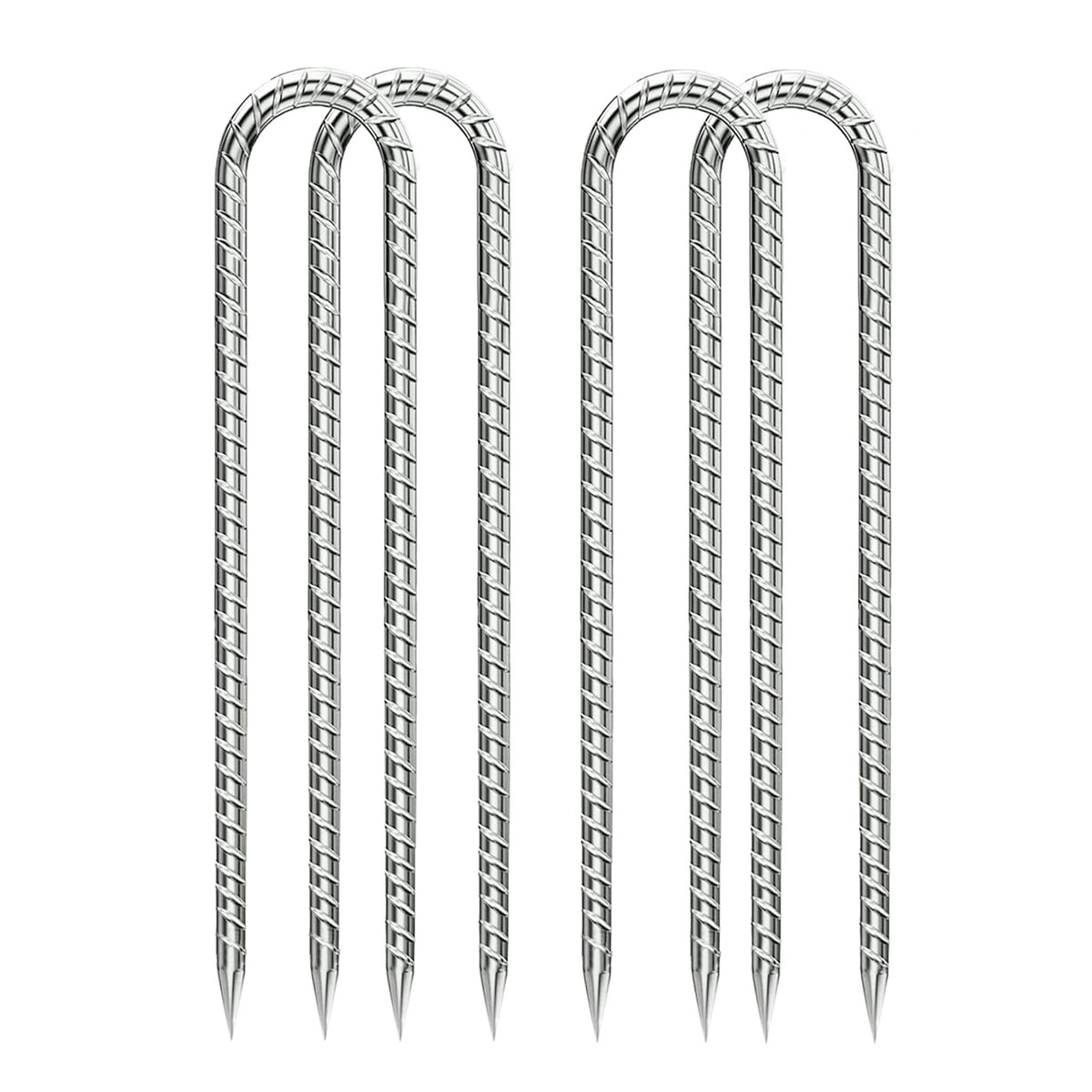Rebar-Stakes-12-Inch, Ground Stakes Heavy Duty U-Hook Galvanized Anti-Rust Ground Anchors for Camping Tent Trampoline Accessories Dog Fence Chicken Coop Deer Fence 4pcs