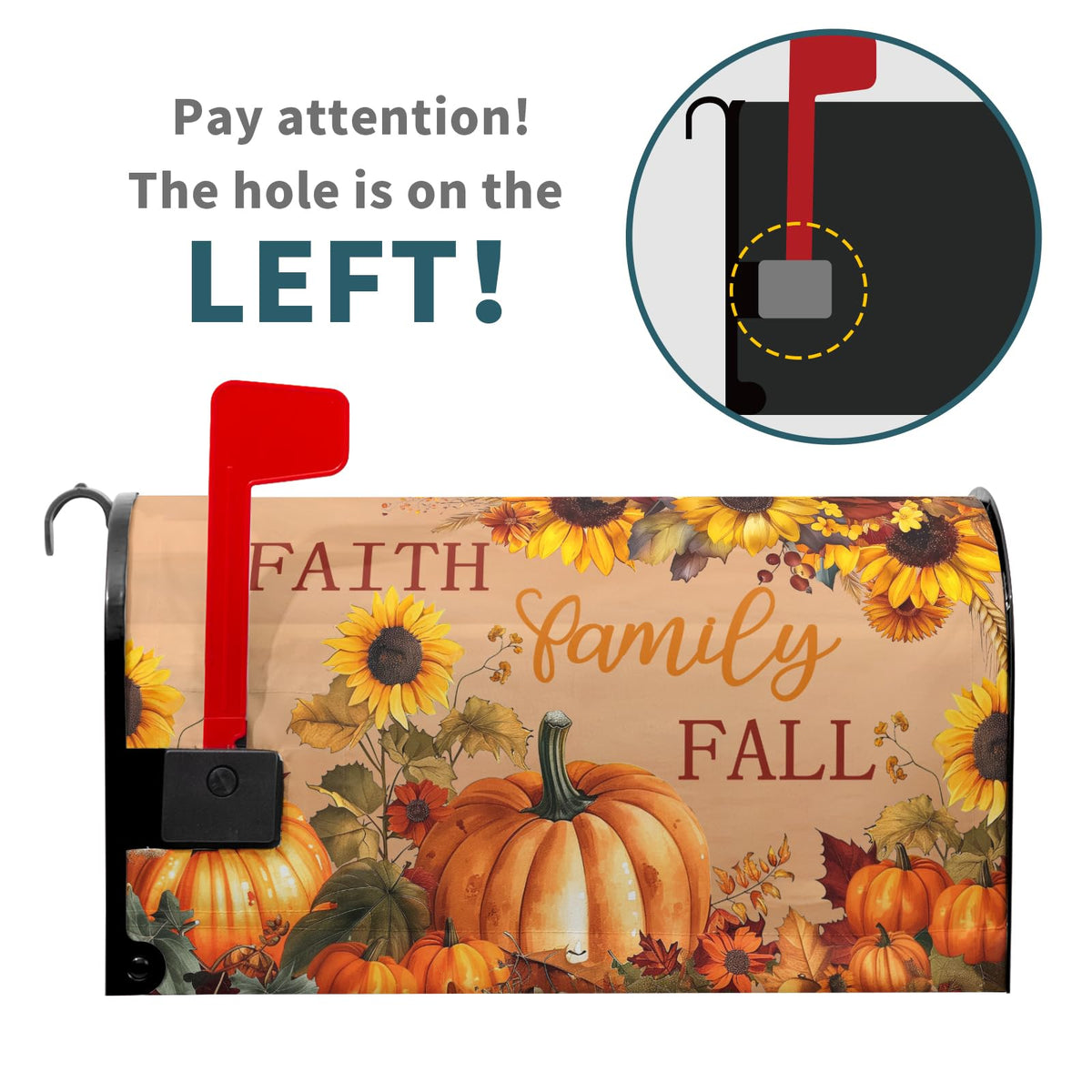Autumn Pumpkin Sunflower Magnetic Mailbox Covers Large Size 25x21 Inch Fall Mailbox Wraps Magnetic Thanksgiving Harvest Post Letter Box Cover for Home Garden Yard Outdoor Decor