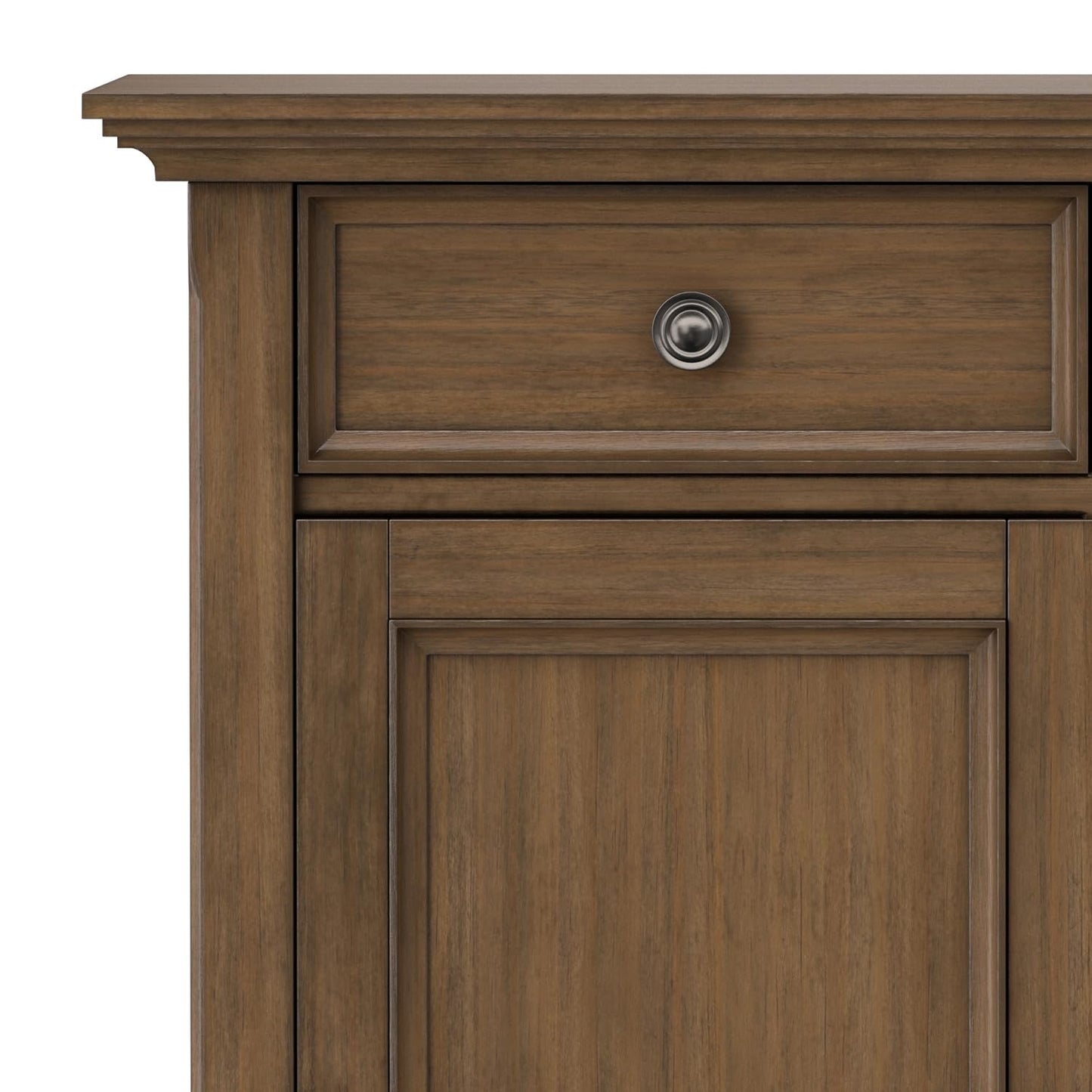 SIMPLIHOME Amherst Storage Cabinet - 36 inch Wide Solid Wood 2-Shelf Entryway Console in Rustic Natural Aged Brown, Transitional Cupboard for Living Room or Hallway with Drawers and Adjustable Shelves