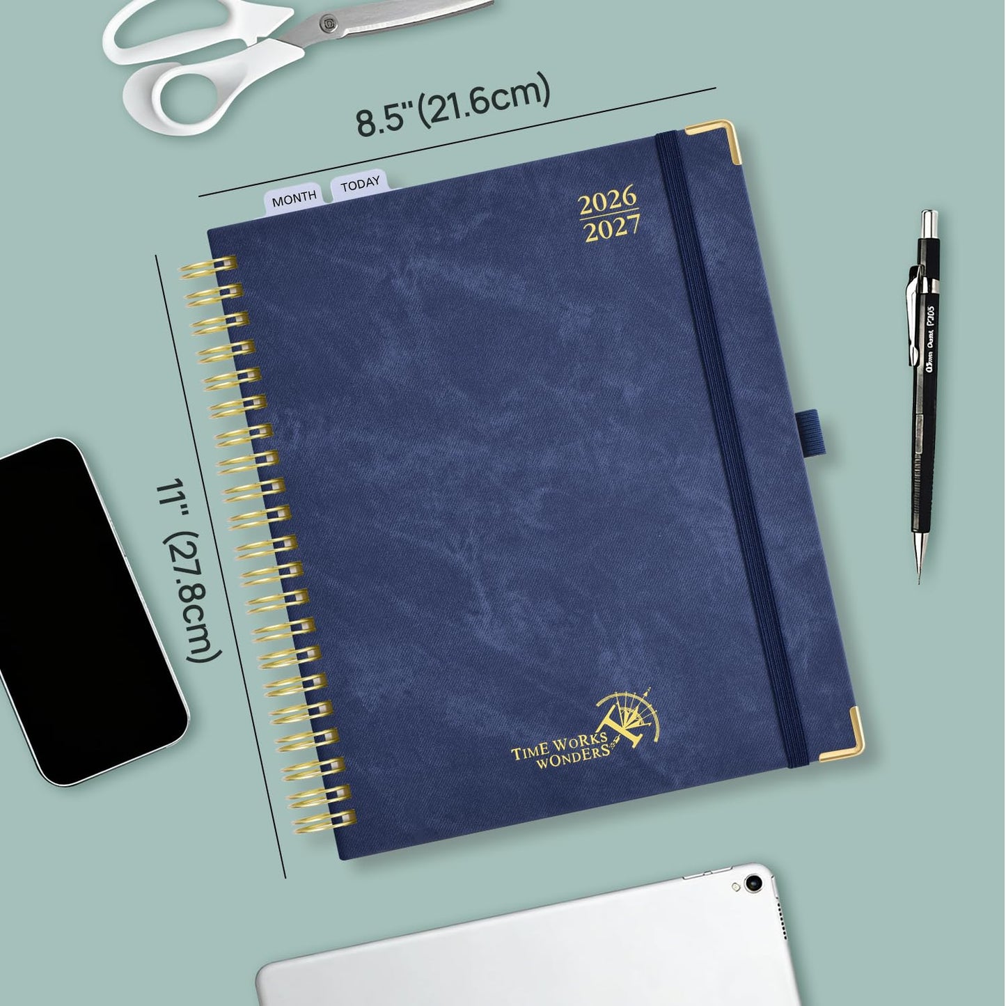 POPRUN Teacher Planner 2026-2027, Letter Size 8.5"x 11", Monthly and Weekly Calendar, July 2026 - June 2027, Hardcover Planner Notebook, Spiral Bound, Teacher Classroom Supplies - Beige