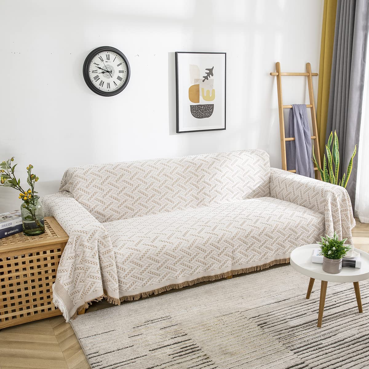 AIVIA Couch Cover Sheet Blanket, Oversized Reversible Slipcover for 3-4 Cushion High Backed Backrest Sofa, Extra Large Furniture Decoration Covers Sofa Slipcovers, L Shape U-Shaped Sectional Protector