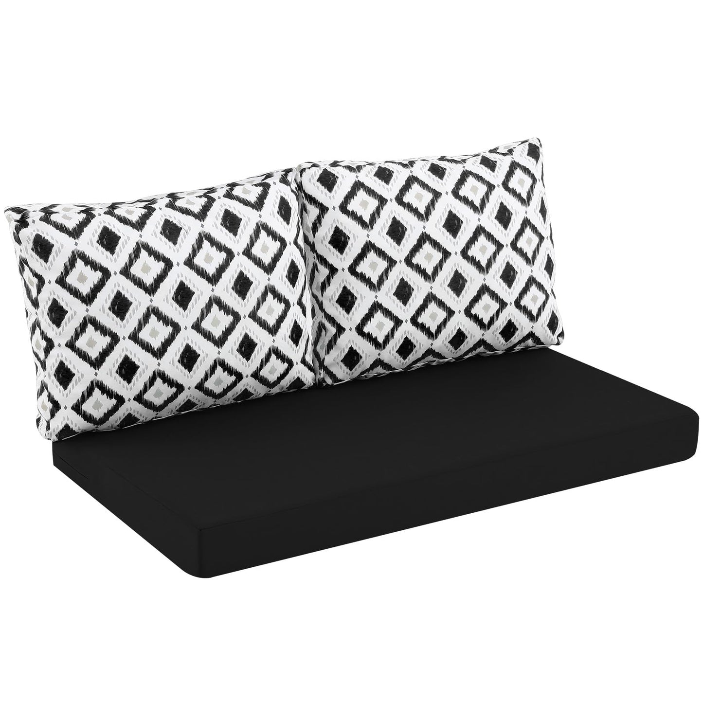 idee-home Outdoor Loveseat Cushions for Patio Furniture, Waterproof Couch Hampton Bay Deep Seat Cushion Replacement Set 46" x 26", Patio Love Seat Sofa Cushions for Garden Chair, Navy Blue Pattern