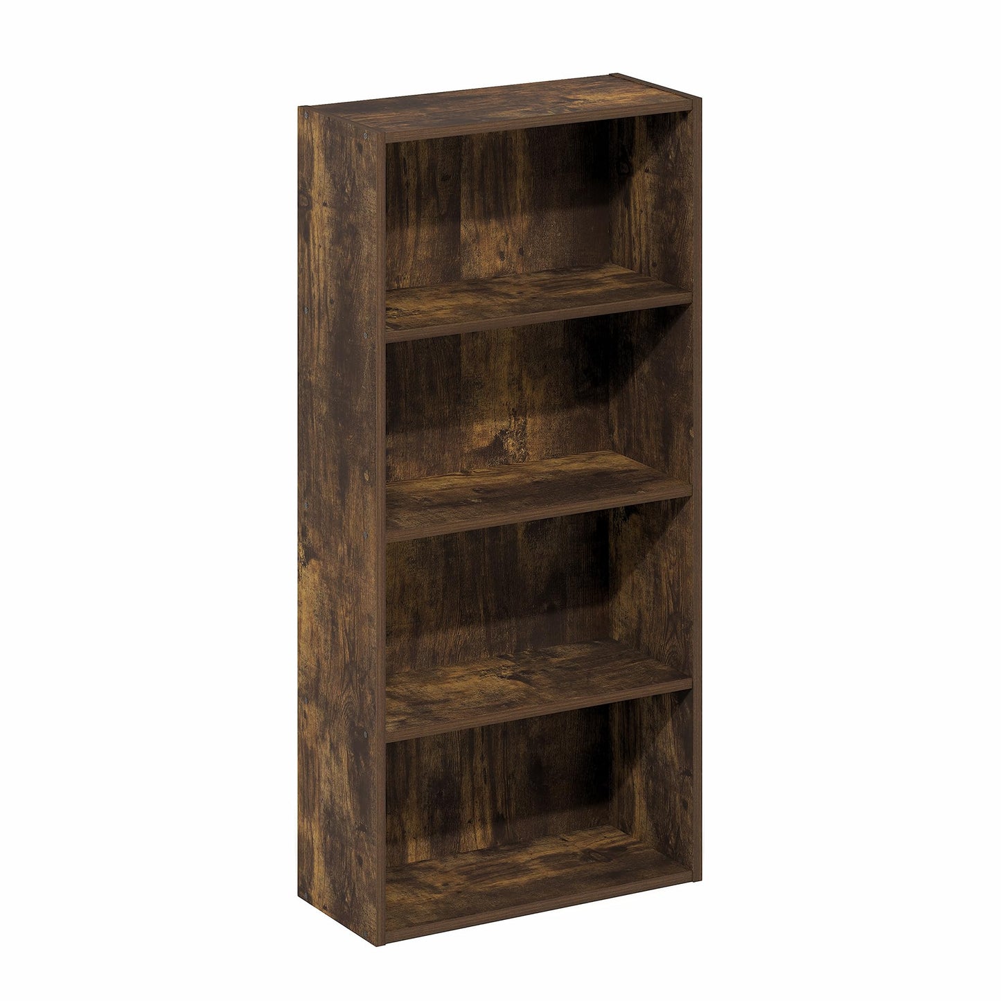 Furinno Basic Book Shelf, 4-Tier Bookcase with Open Shelf, Bookshelf, Cube Storage Organizer, 7 x 17 x 35, for Living Room, Bedroom, Home Office, Amber Pine