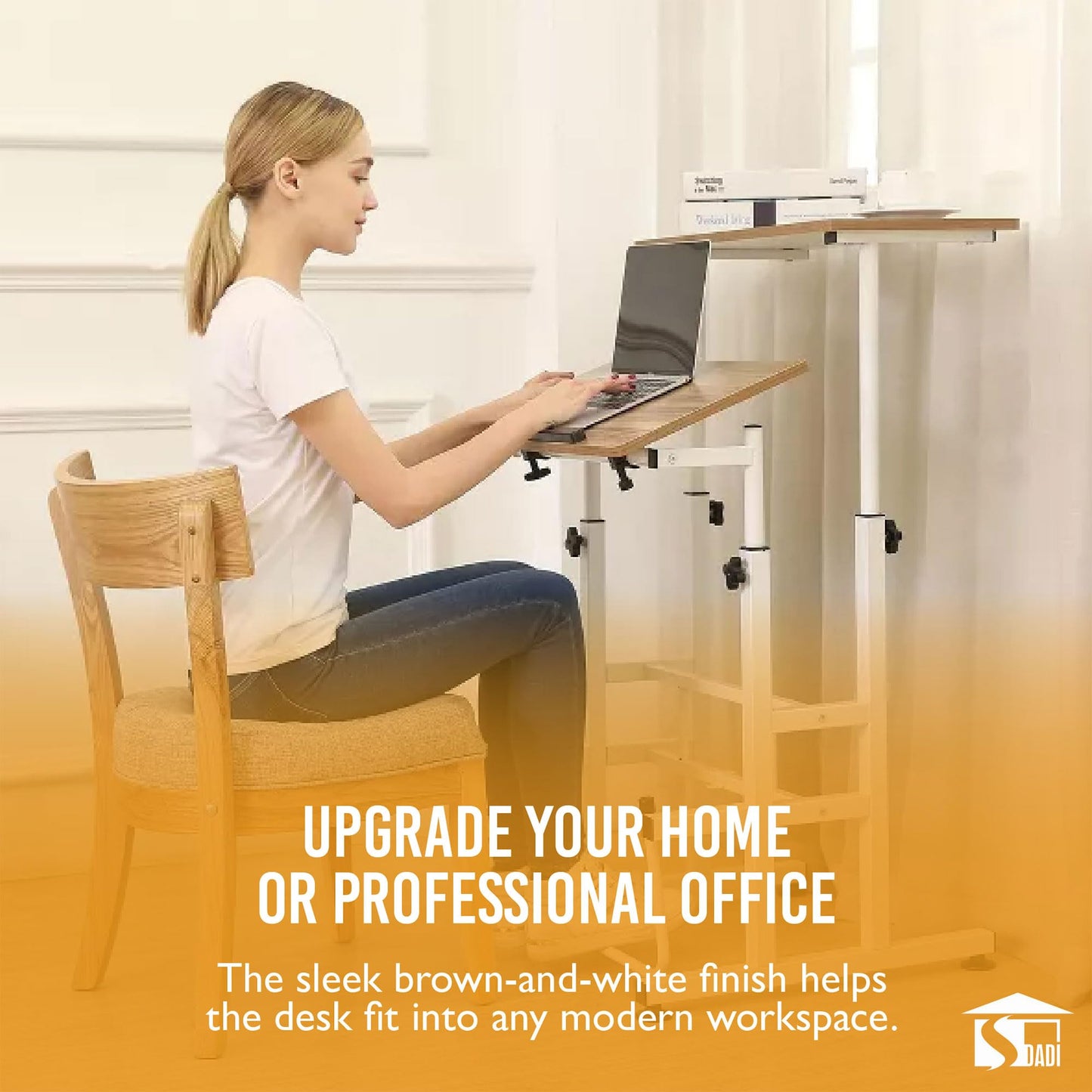 SDADI Adjustable-Height Standing Desk, 2-Mode Modern Standing and Sitting Desk, Light Grain