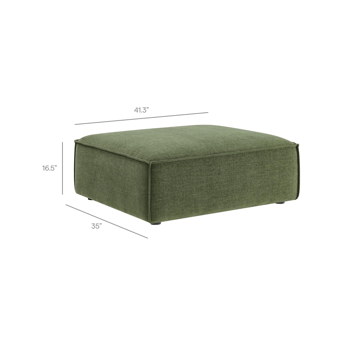 Modway Restore Performance Fabric Upholstered 4-Piece Modular Sofa Set with Ottoman in Foliage - Low Profile Sectional Sofa with Coil Seat Support and French Piping