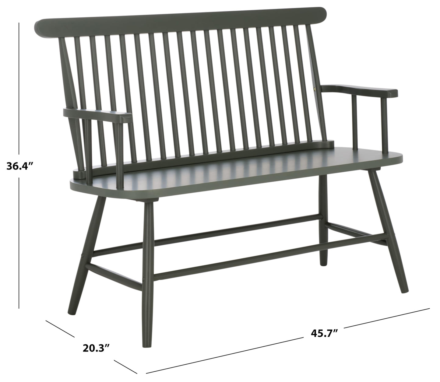 SAFAVIEH Home Collection - Eton Dark Green Solid Wood Bench, Farmhouse Spindle Back Indoor Seating for Entryway or Dining (BCH3300B)