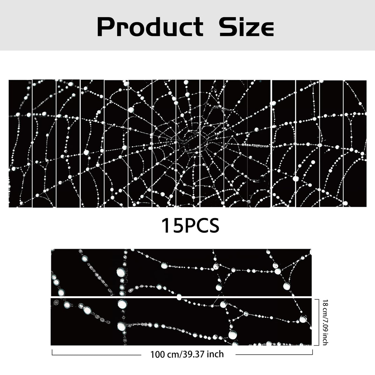 PLIGREAT 15 Strips Creative Spider Web Pattern Stair Decals Peel and Stick Stairs Riser Stickers Halloween Murals Decor for Steps 7.1"x39" Self-Adhesive Stair Riser Decals for Home Hotel Decor