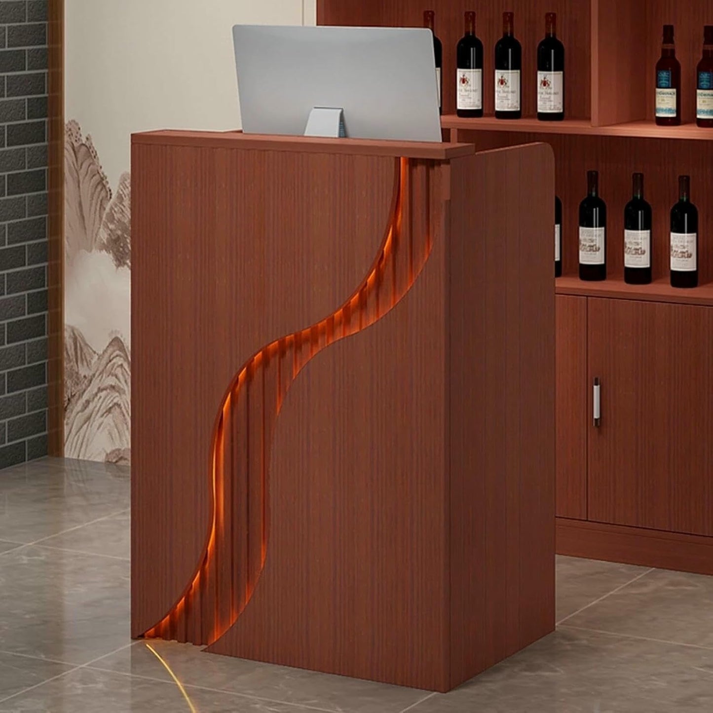 Reception Desk, Small Front Desk, Modern Retail Counter with Two Storage Drawers, Salon Counter Table Reception Counter for Store, Hotel, Supermarket
