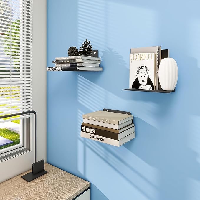 FENTEC Floating Book Shelves for Wall, Wall Mounted Invisible Floating Bookshelf