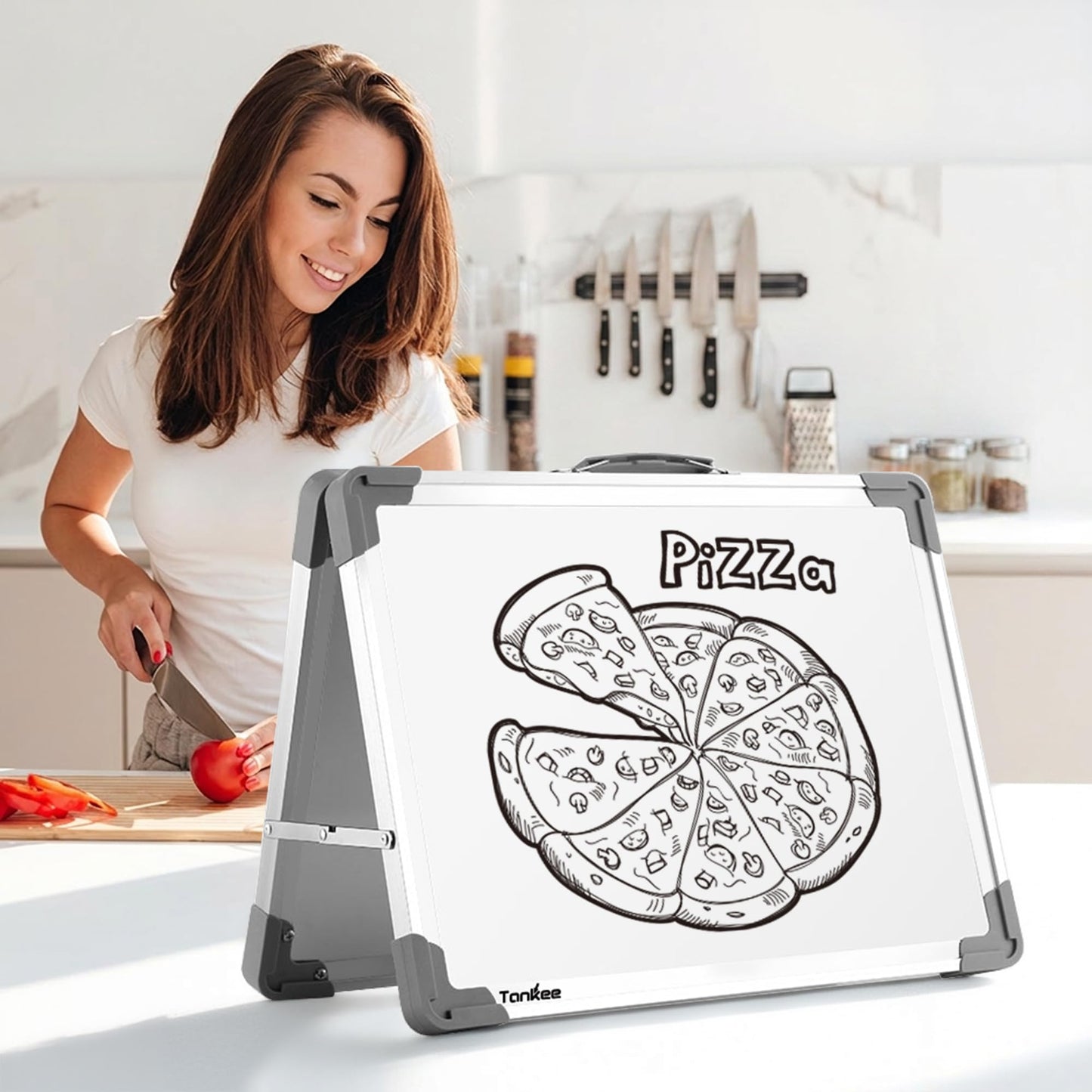 TANKEE Whiteboard 18x24 Inches Double Sided Magnetic Dry Erase Board with Stand, Foldable Desktop Tabletop White Board Easel Portable Whiteboard for Classroom Homeschooling Home Office School Teacher