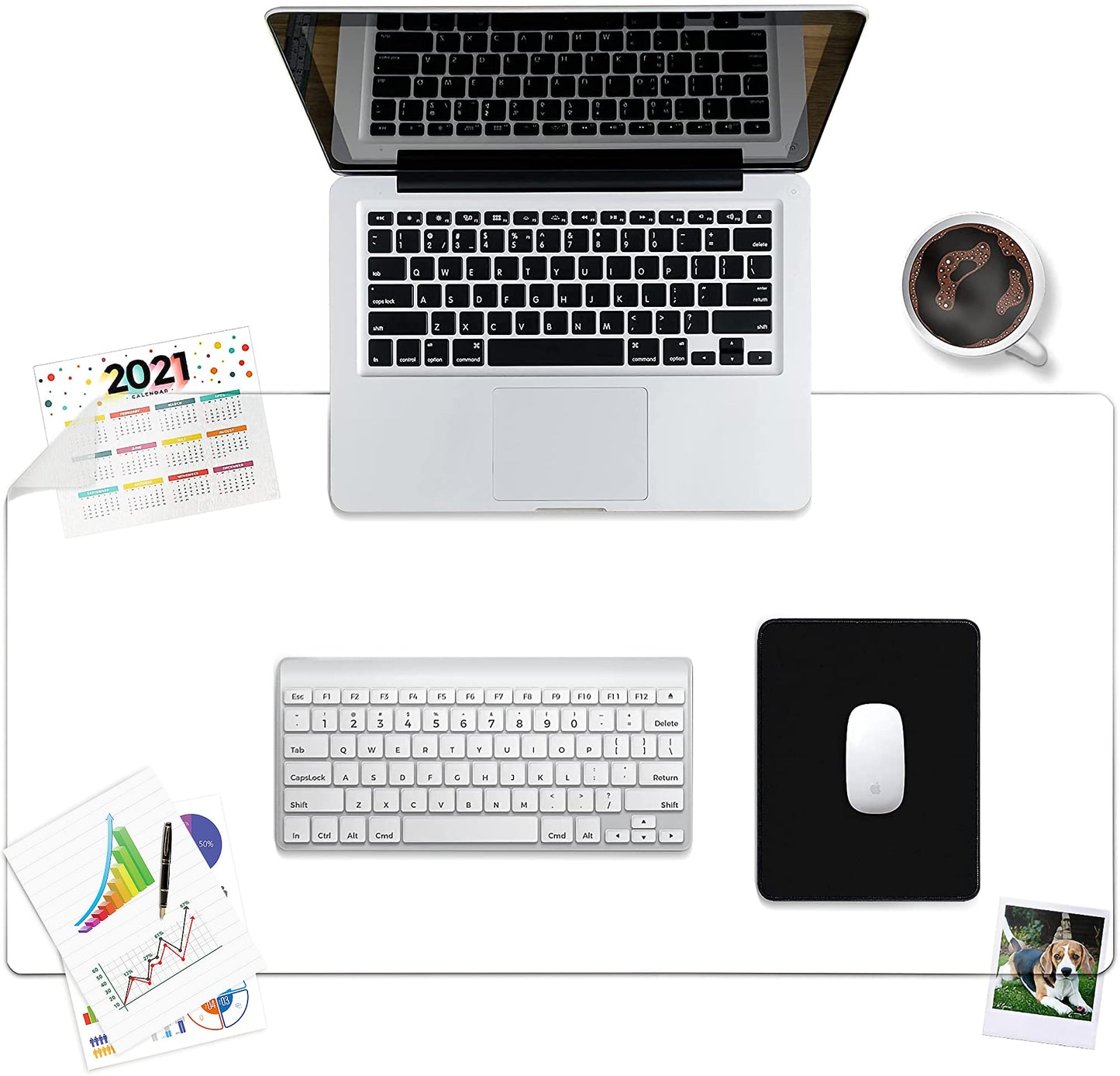 Awnour Clear Desk Pad Blotter on Top of Desks - 34 x 17 inches - Non Slip Desk Writing Mat for Office and Home - Round Edges - Textured/Forested - Mouse Pad Included. (34 x 17)