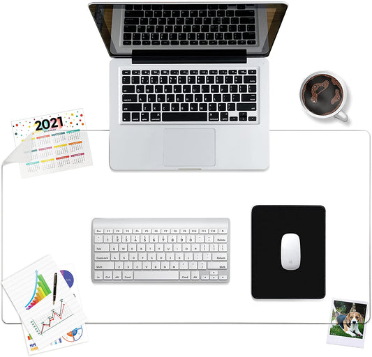 Awnour Clear Desk Pad Blotter on Top of Desks - 34 x 17 inches - Non Slip Desk Writing Mat for Office and Home - Round Edges - Textured/Forested - Mouse Pad Included. (34 x 17)