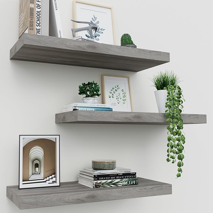 Upassion Floating Shelves for Wall Set of 3, Frame Display Floating Shelf for