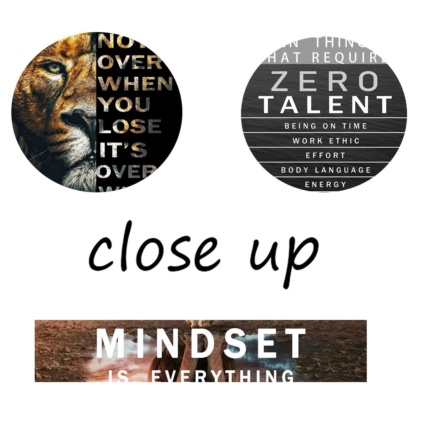 Motivational Canvas Wall Art Lion Inspirational Quote Wall Decor Zero Talent Poster Animal Picture Print Painting Modern Inspiring 3 Panels Artwork for Living Room Office Home Decor [72''Wx 36''H]