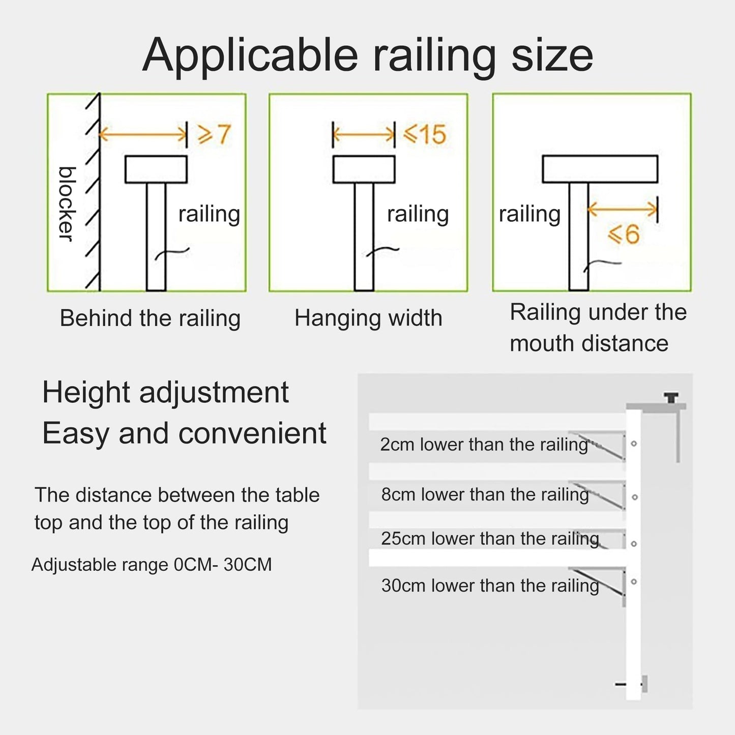 Foldable Outdoor Bar Table - All Aluminum Alloy Hanging Table for Railing, Adjustable Multi-Functional Side Table for Patio, Deck, Balcony, Veranda, Rooftop & Porch