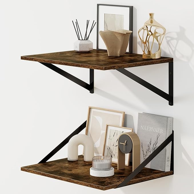 Fun Memories Floating Shelves for Wall, 12 Inch Deep Floating Shelves Set of 2
