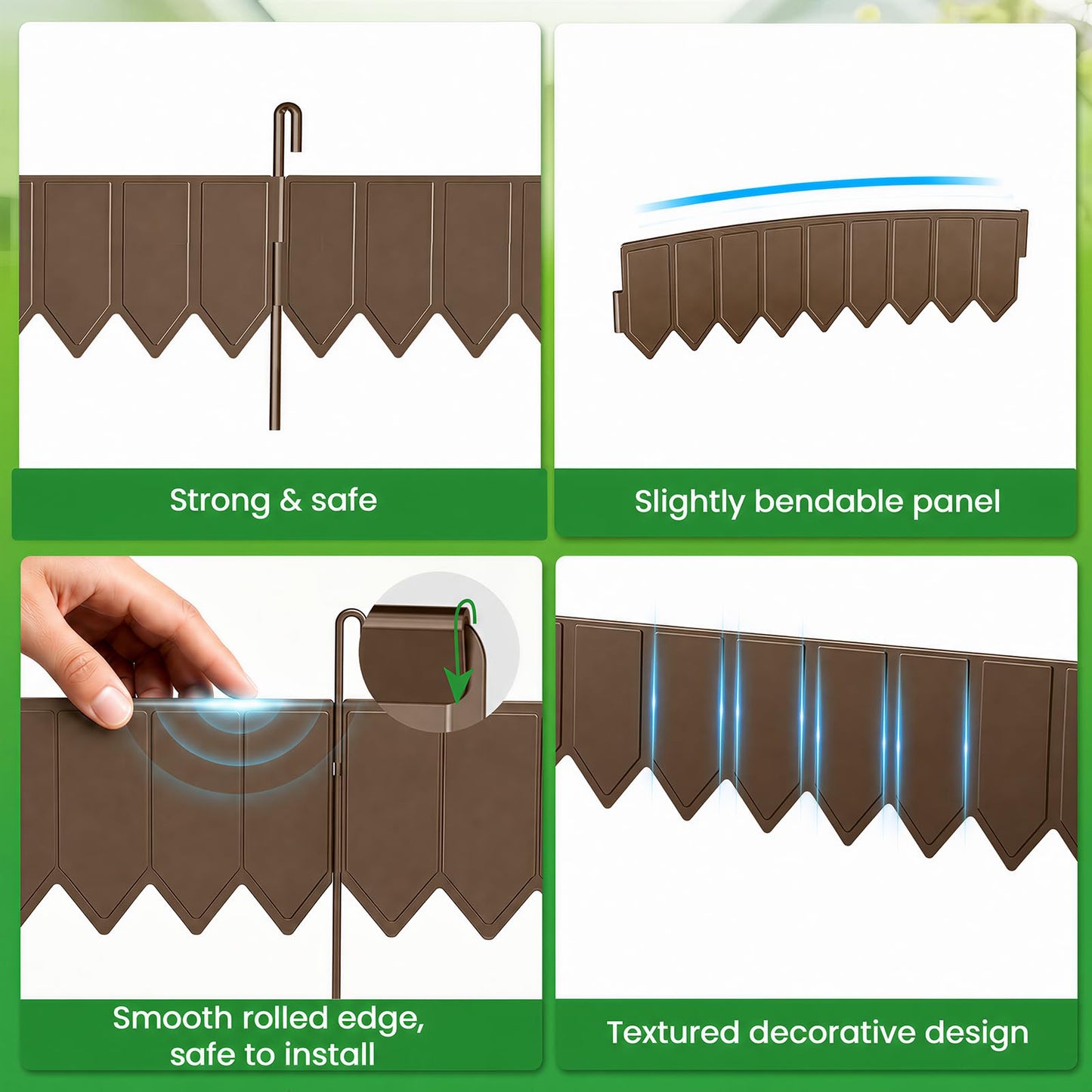 25 Panels Modular Metal Garden Edging 3.2in (H) x 33 ft (L)–Landscape Edging with 26 Stakes, Adjustable 0-270°for Curved Lawn & Flower Bed Borders, No Dig Metal Edging for Landscaping (Rust)