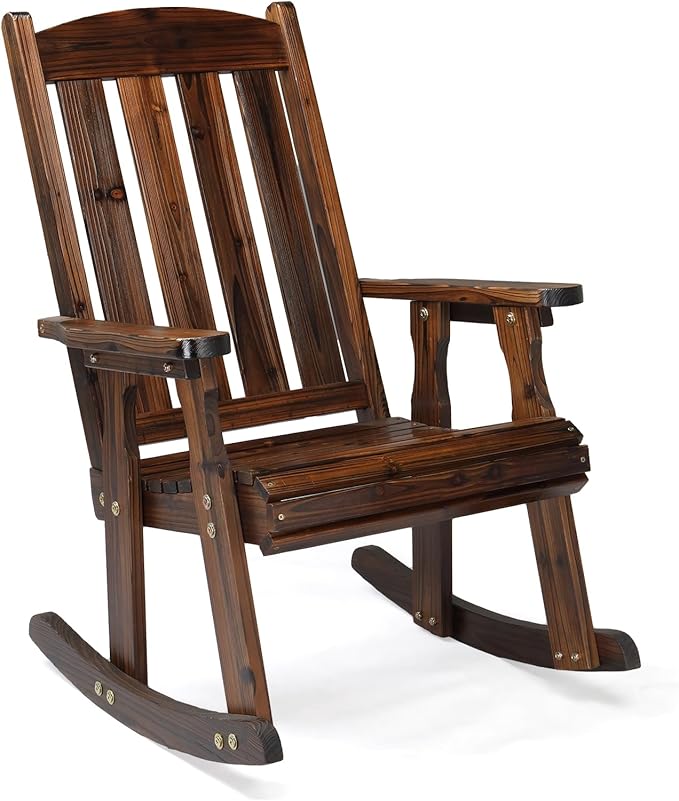 VINGLI Heavy Duty 600 LBS Outdoor Wooden Rocking Chair